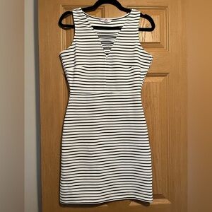 Jack by BB Dakota Black and White Striped Fitted Dress